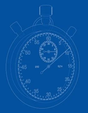 Stopwatch or timer sketch. Vector Stock Illustration