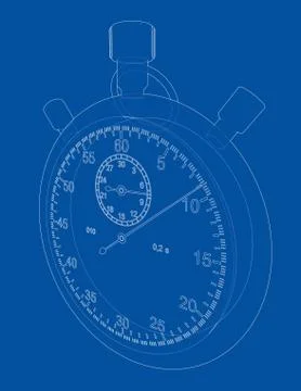 Stopwatch or timer sketch. Vector Stock Illustration