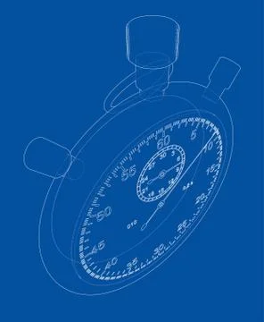 Stopwatch or timer sketch. Vector Illustrazione stock
