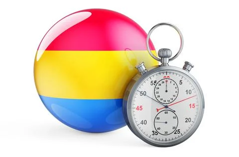 Stopwatch with pansexual flag, 3D rendering 스톡 일러스트