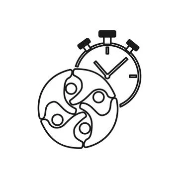 Stopwatch people Commitment Teamwork Together Outline Logo 스톡 일러스트