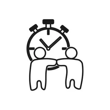 Stopwatch people Commitment Teamwork Together Outline Logo 스톡 일러스트