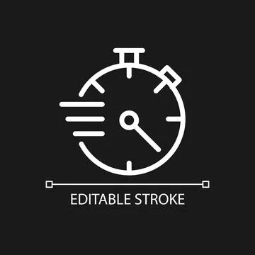 Stopwatch pixel perfect white linear icon for dark theme Illustrazione stock