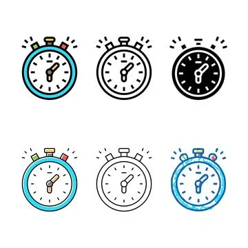 Stopwatch playing time counting color icon clean vector Stock Illustration