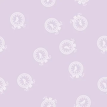 Stopwatch playing time counting line seamless pattern Stock Illustration