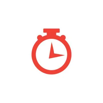 Stopwatch Red Icon On White Background. Red Flat Style Vector Illustration. Stock Illustration