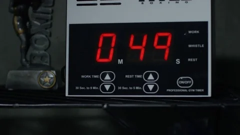 Stopwatch render. Sport watch timer. Sports time counter is on the table in the Stock Footage 77589572