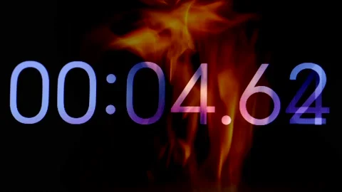 A stopwatch screen in closeup on flame background Video stock 231211206