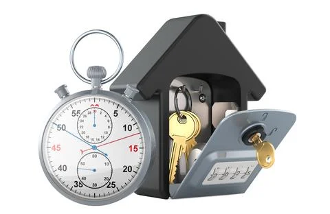 Stopwatch with security lock box for storage and transfer of keys. 3D renderi Ilustración de archivo