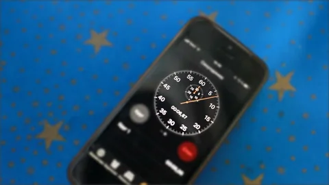 Stopwatch on the smartphone screen Stock Footage 160689220