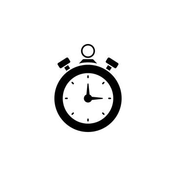 Stopwatch, Sports Timer Solid Flat Vector Icon Isolated on White Background 스톡 일러스트