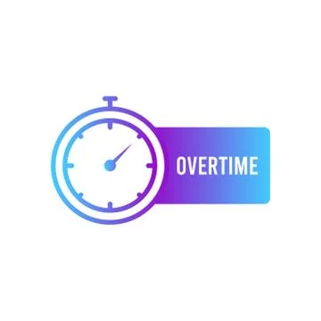 Stopwatch . stop watch timer with word 'Overtime' flat vector icon for apps a Stock Illustration