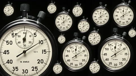 Stopwatch. Stop watches going forwards then backwards. Back in time. Time lapse Video stock 143485315