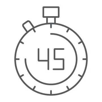 Stopwatch thin line icon, countdown and time, timer sign, vector graphics, a Stock Illustration