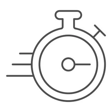 Stopwatch thin line icon, fast delivery concept, timer sign on white background Illustrazione stock