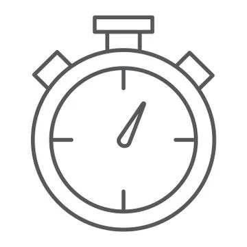 Stopwatch thin line icon, time and measure, timer sign, vector graphics, a Stockillustratie