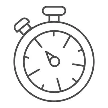Stopwatch thin line icon. Timer illustration isolated on white. Sport watch Illustrazione stock