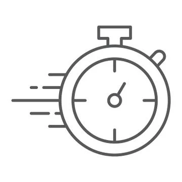 Stopwatch thin line icon, watch and countdown, timer sign, vector graphics, a イラスト素材