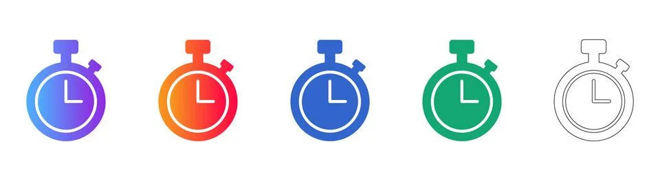 Stopwatch Time Tracking Icon Set Stock Illustration