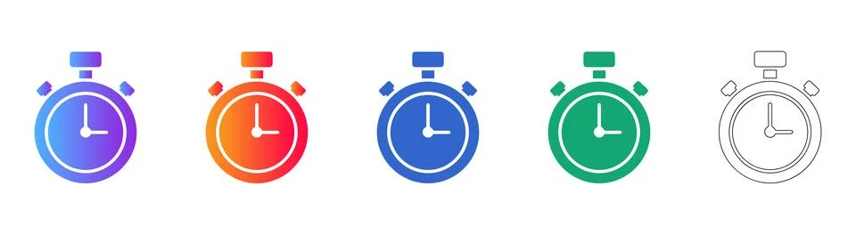 Stopwatch Timer and Time Management Icons Stock-Illustration