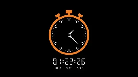 Stopwatch Timer Animation with Analog Clock and Digital Time Loop Video stock 330789626