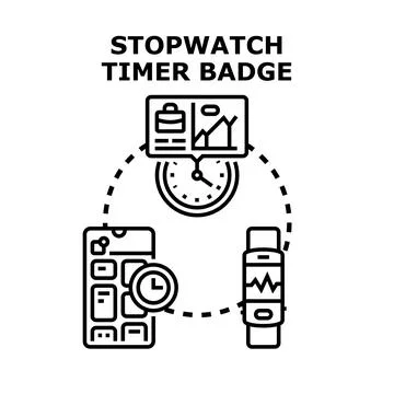 Stopwatch timer badge concept for time management Stock Illustration