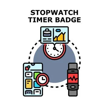 Stopwatch timer badge concept for time management Stock Illustration
