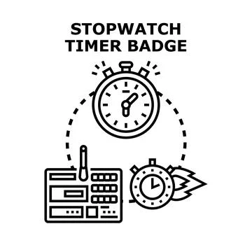 Stopwatch timer badge measuring time and deadline concept Stock Illustration