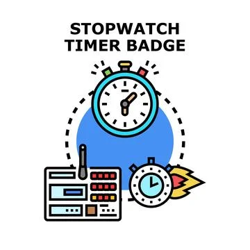 Stopwatch timer badge measuring time and deadline concept Stock Illustration