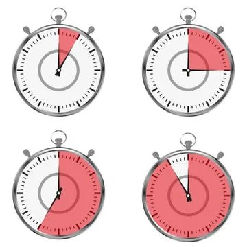Stopwatch, timer, clock, classic stopwatch icon set isolated on white backgro Stock Illustration