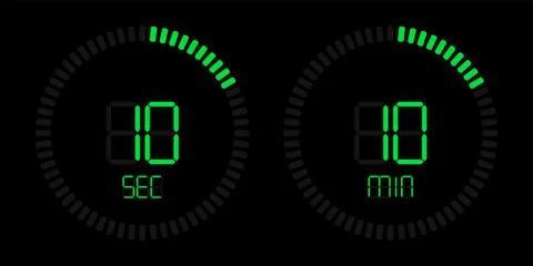 Stopwatch timer green digital time countdown イラスト素材