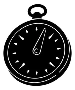 Stopwatch Timer Icon Black and White Illustration Stock Illustration
