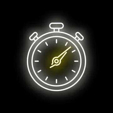 Stopwatch timer icon glowing neon effect Stock Illustration