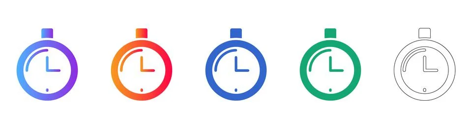 Stopwatch Timer Icon Set Illustrazione stock