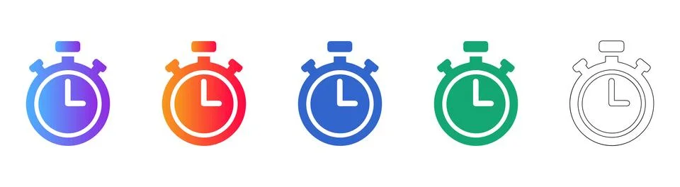 Stopwatch Timer Icon Set Stock Illustration