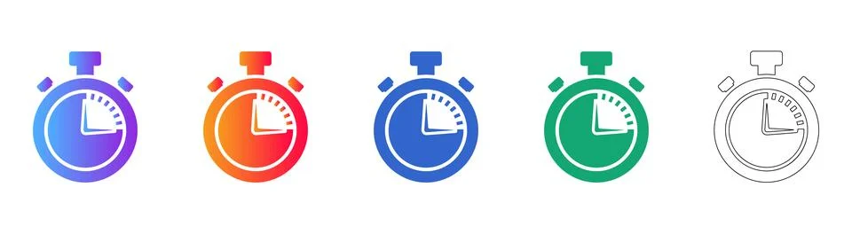 Stopwatch Timer Icon Set for Time Management Stock Illustration