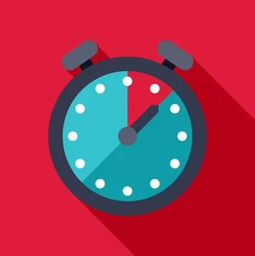 Stopwatch timer icon showing time on red background Stock Illustration