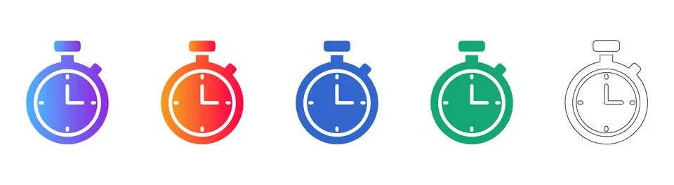 Stopwatch Timer Icons for Performance Tracking Stock Illustration