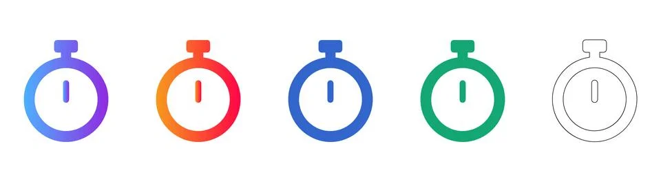 Stopwatch Timer Icons Set Stock Illustration