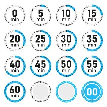 Stopwatch Timer Icons Set on White Background. Vector Stockillustratie