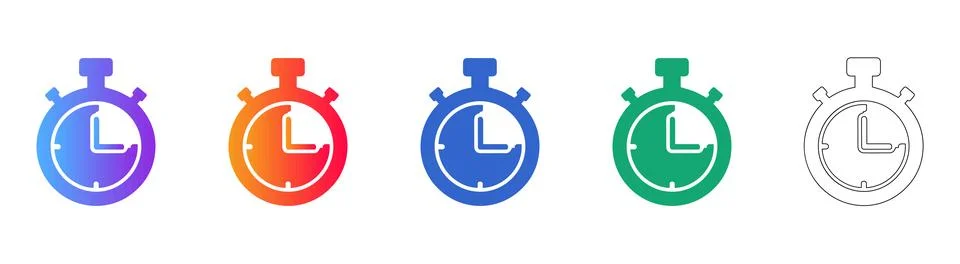 Stopwatch Timer Icons for Time Management and Efficiency Stock Illustration