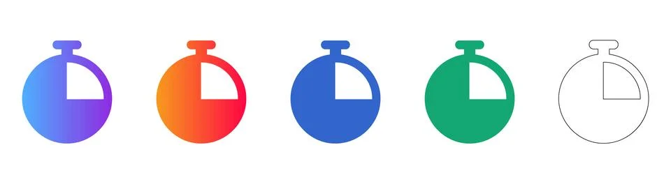 Stopwatch Timer Icons: Time Management, Speed, and Deadline Concepts Stock Illustration