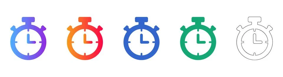 Stopwatch Timer Icons for Time Management Stock Illustration