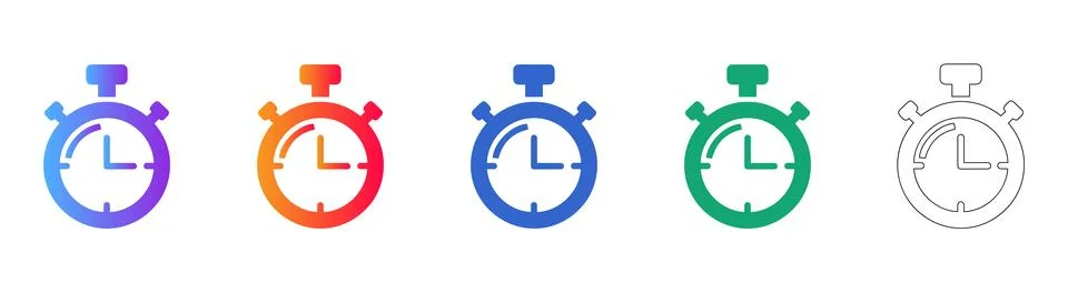 Stopwatch Timer Management Icons 库存插图