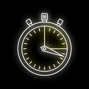 Stopwatch timer neon light measuring speed deadline Stock Illustration