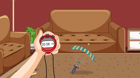 Stopwatch Timer: Parachuting Mascot Falling to the Ground Stock Footage 241400450