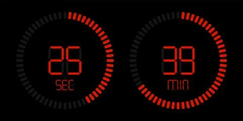 Stopwatch timer red digital time countdown 스톡 일러스트