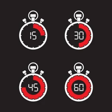 Stopwatch timer set Stock Illustration