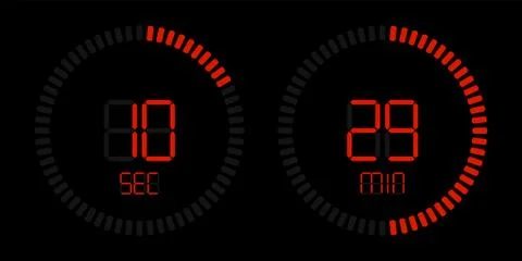 Stopwatch timer vector digital red countdown Stock Illustration