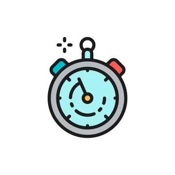 Stopwatch, timer, watch flat color line icon. Isolated on white background イラスト素材
